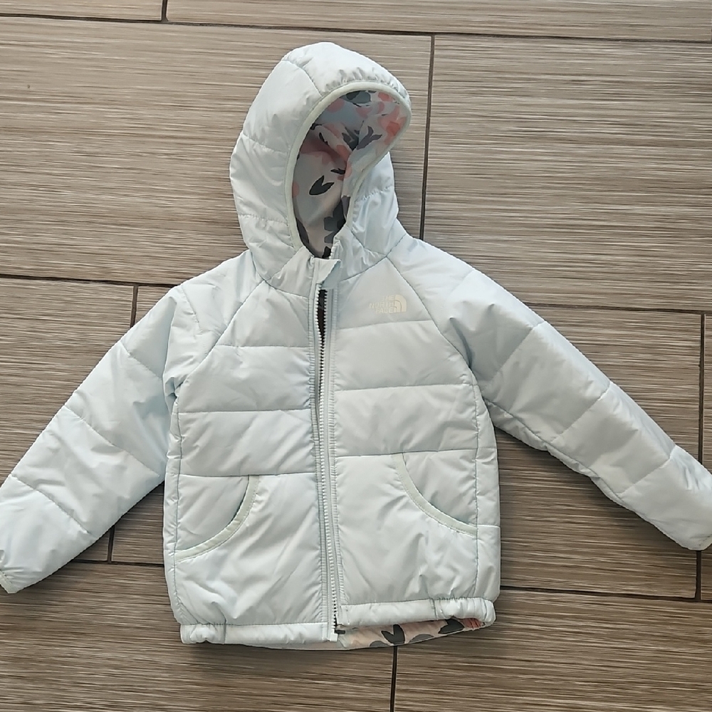The North Face Reversible Light Gray Puffer Jacket Toddler 3T